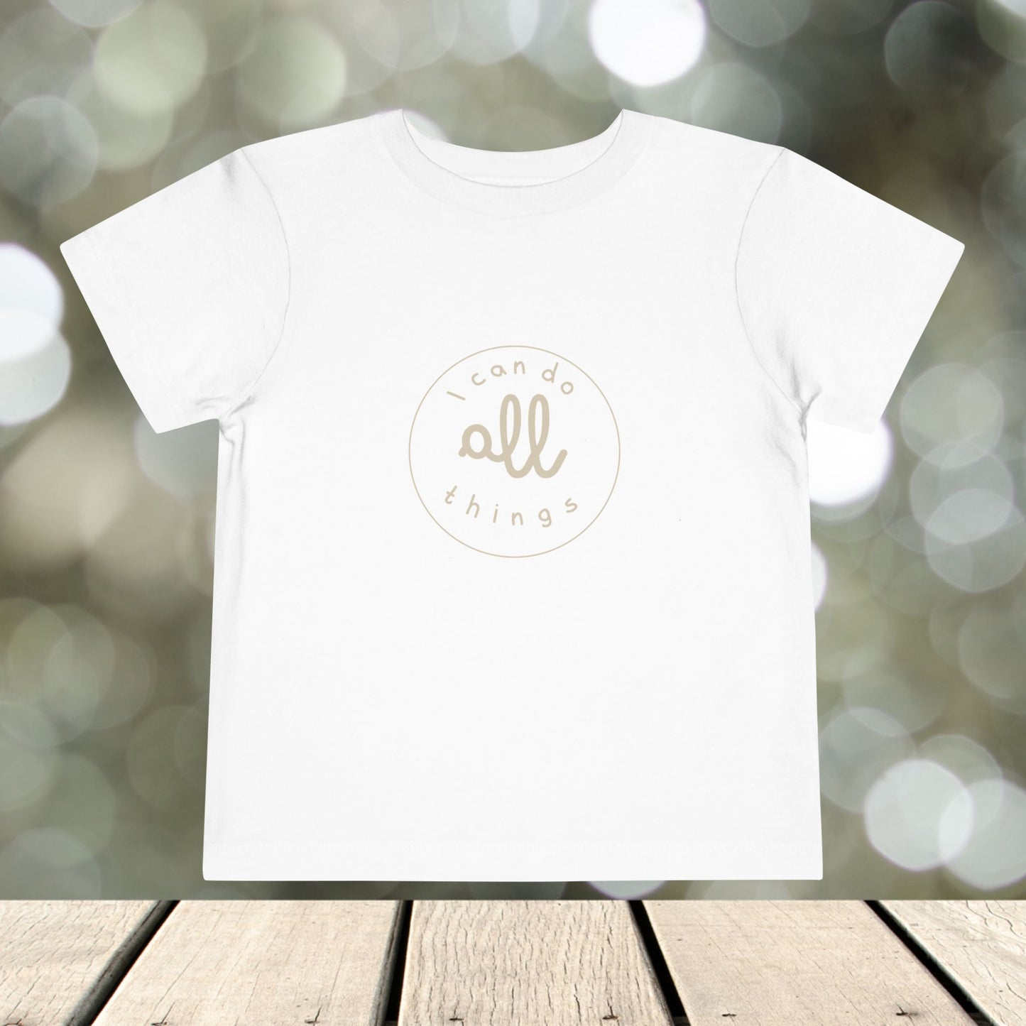 Toddler Short Sleeve Tee " I can do all things " tan