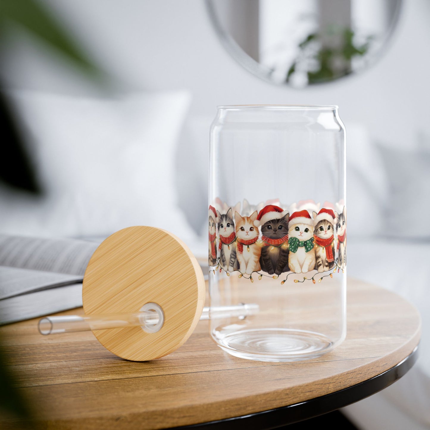 Cat Christmas Glass