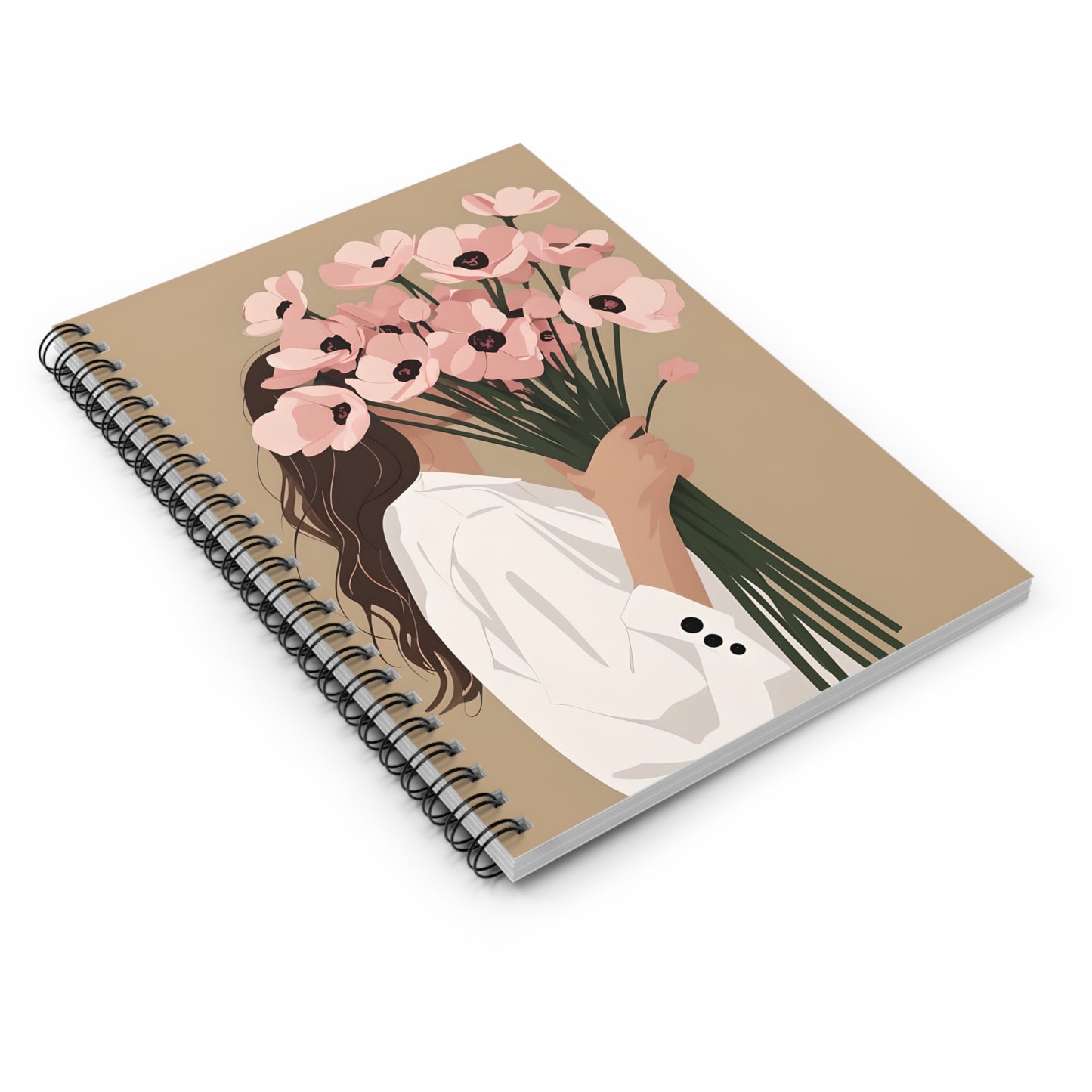 Pink Flowers Girl Spiral Notebook
