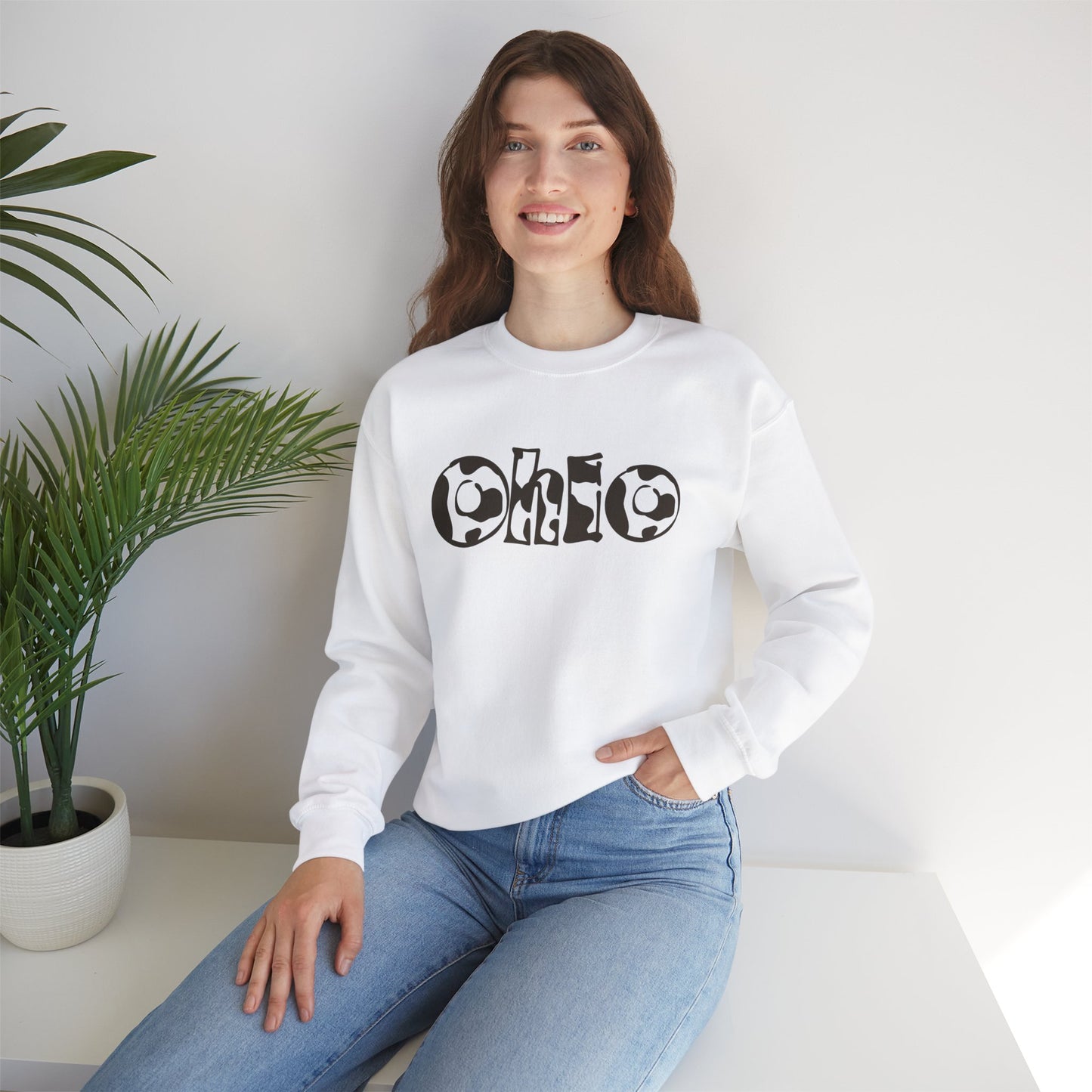 Cow Print Ohio Crewneck Sweatshirt