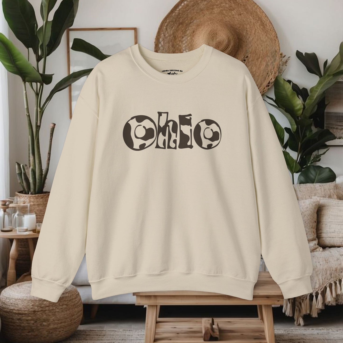 Cow Print Ohio Crewneck Sweatshirt