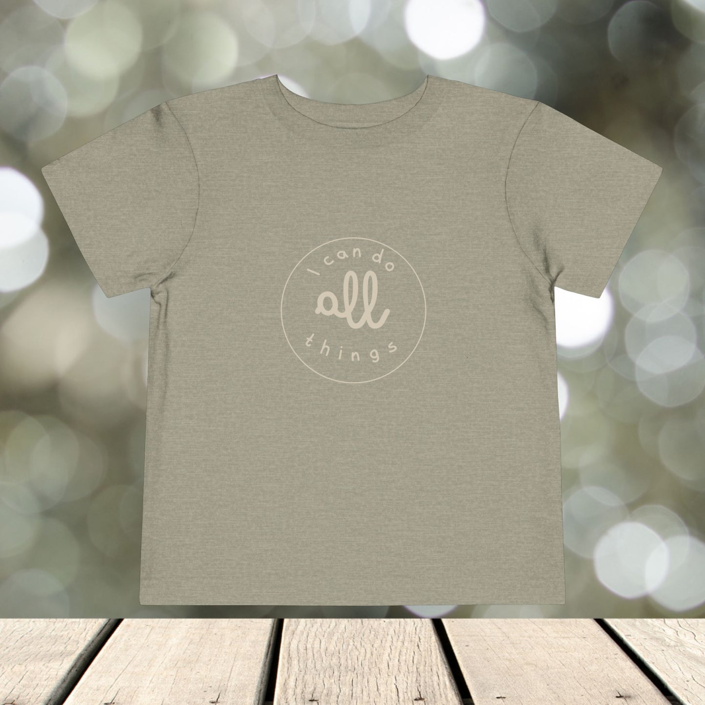 Toddler Short Sleeve Tee " I can do all things " tan