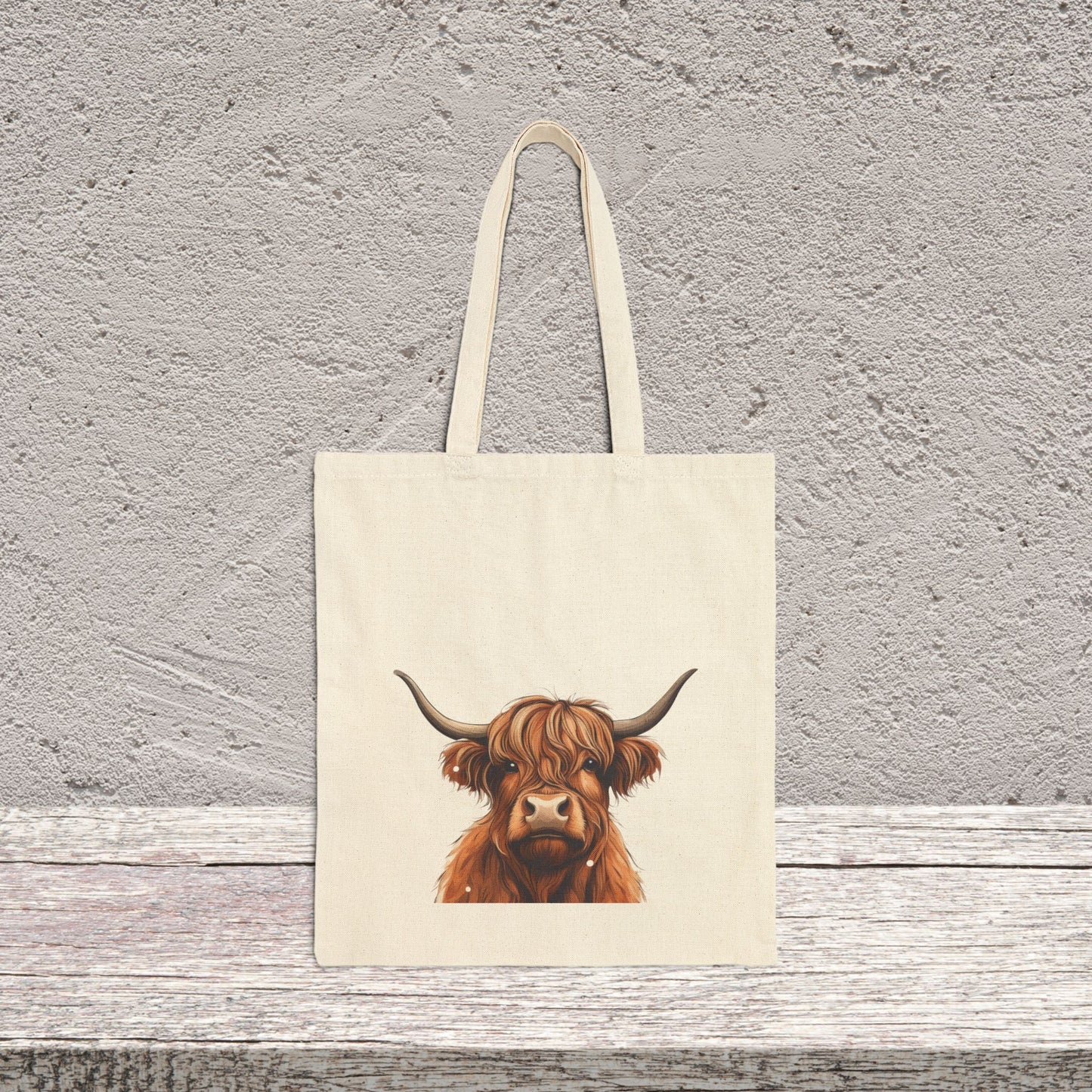Cotton Canvas Tote Bag " Highland Cow "
