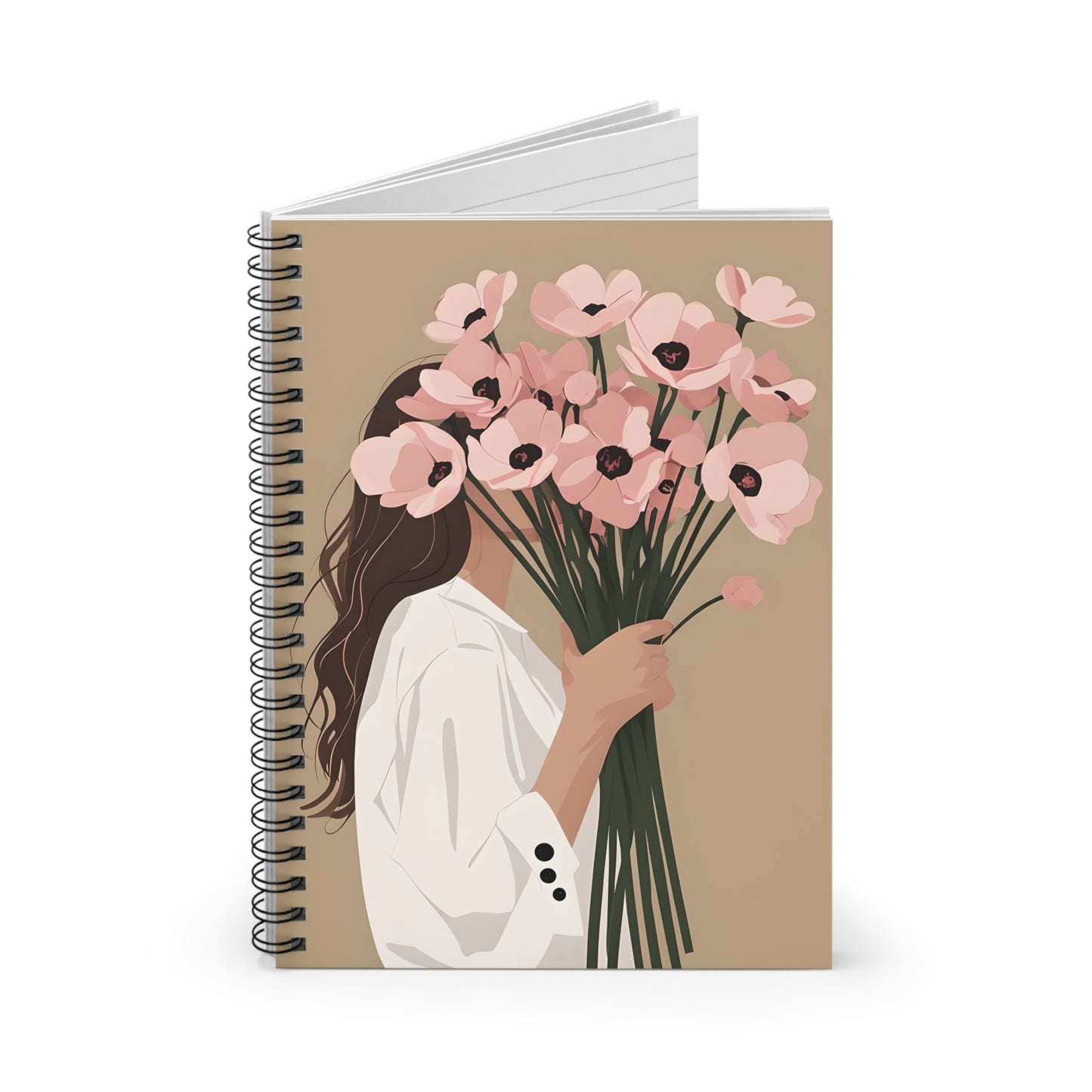 Pink Flowers Girl Spiral Notebook