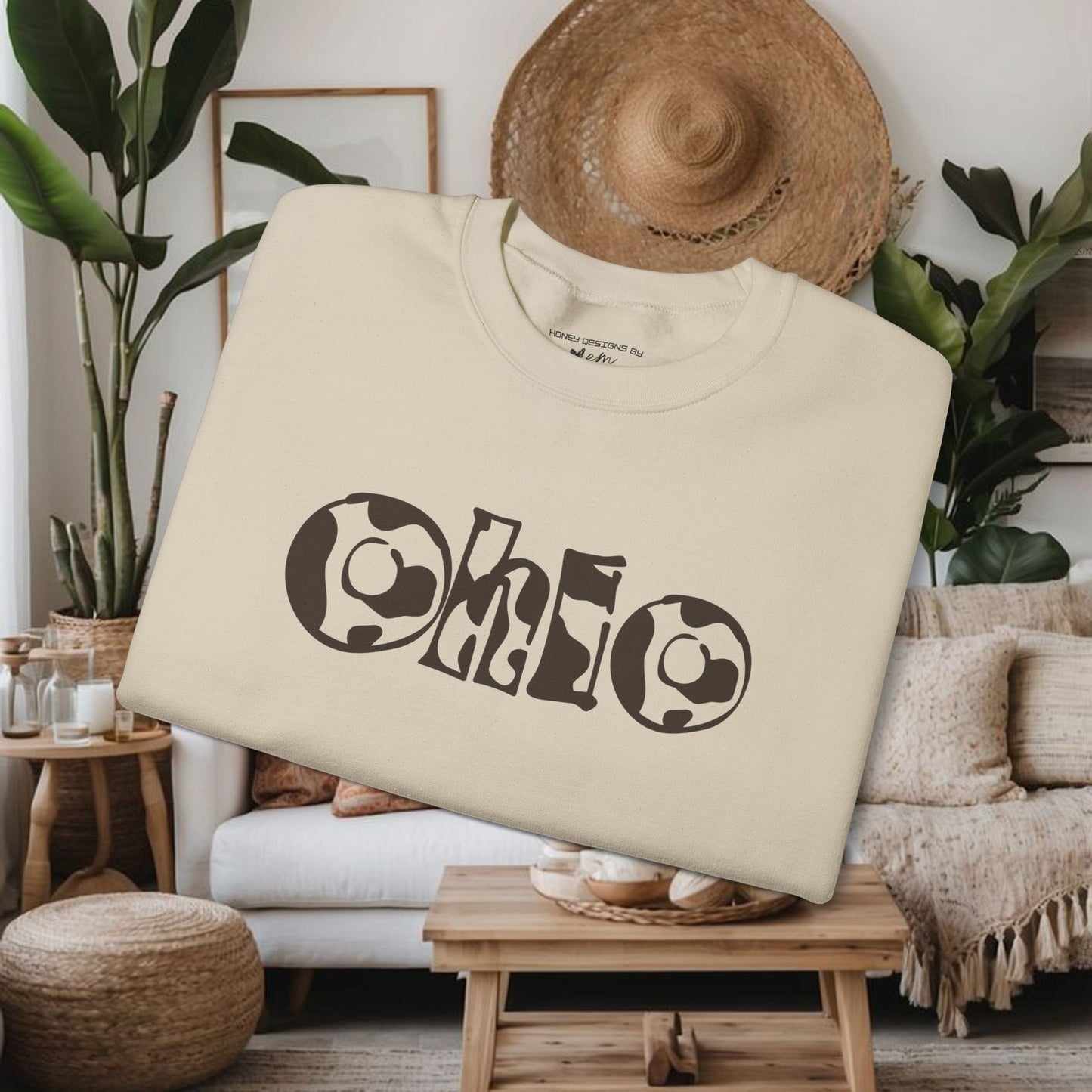 Cow Print Ohio Crewneck Sweatshirt