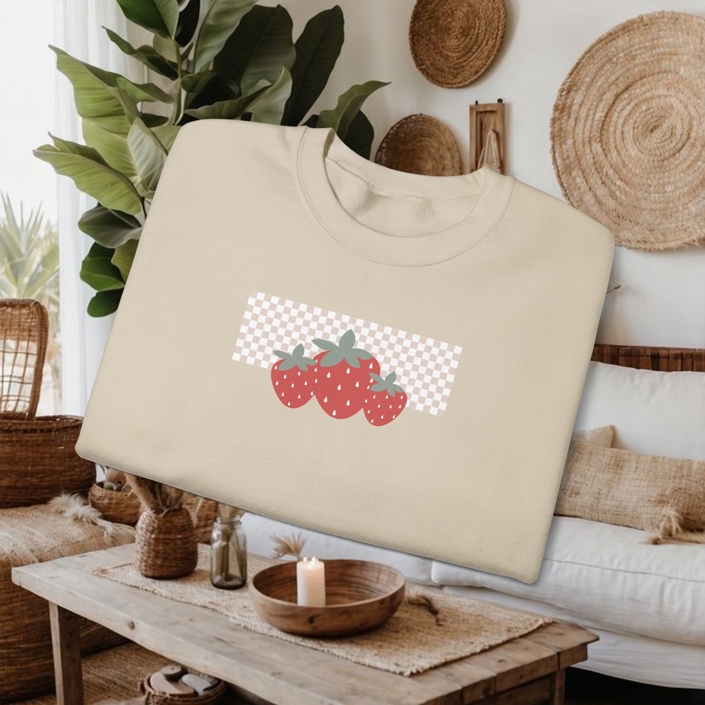 Checkered Strawberry Crewneck