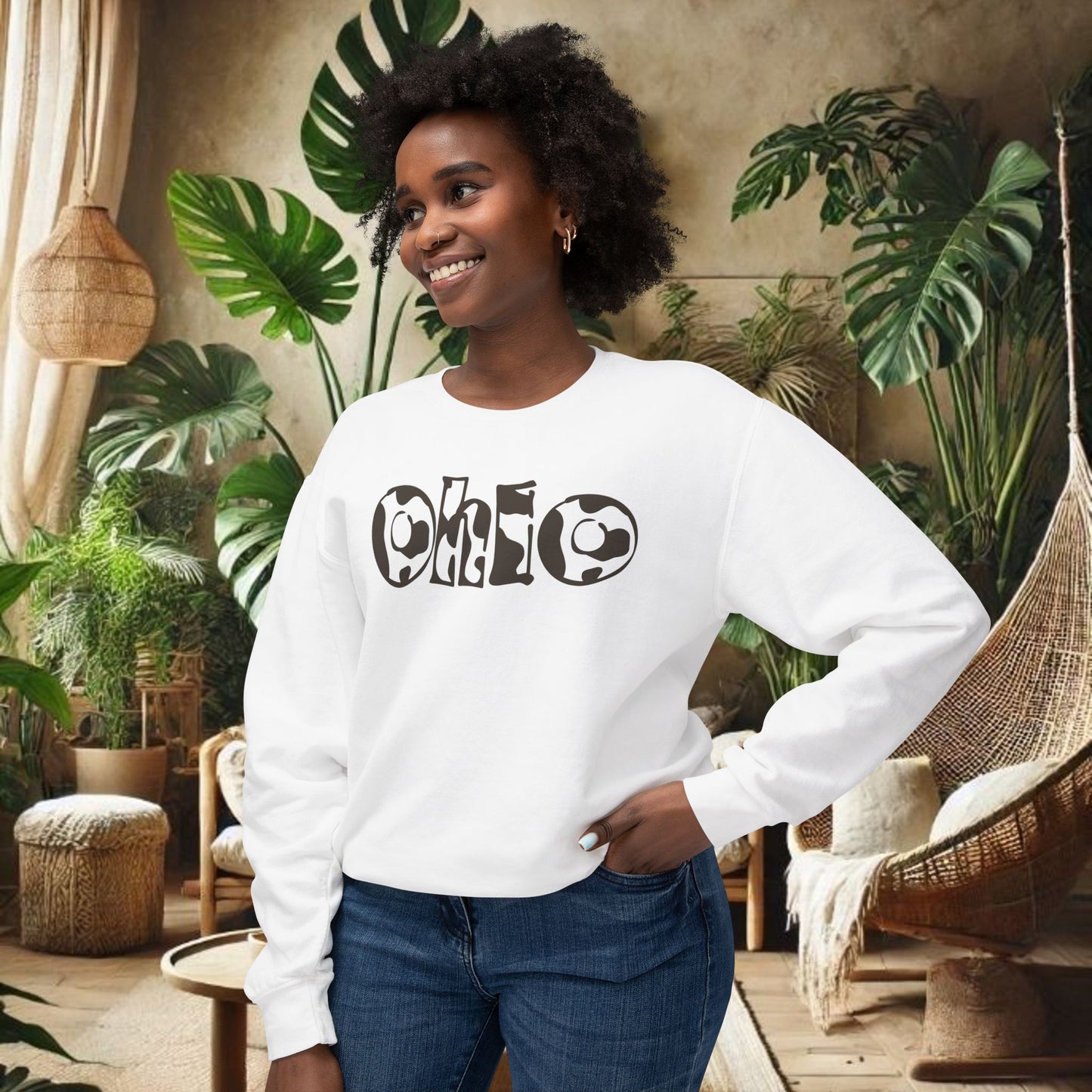 Ohio Cow Print Sweatshirt - Trending Lightweight Crewneck