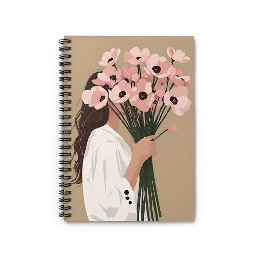 Pink Flowers Girl Spiral Notebook