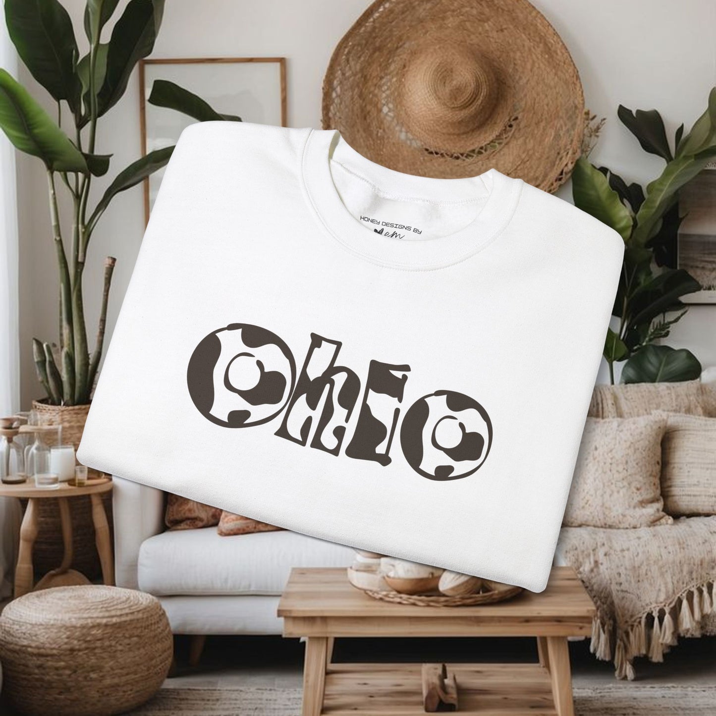 Cow Print Ohio Crewneck Sweatshirt