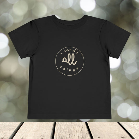 Toddler Short Sleeve Tee " I can do all things " tan