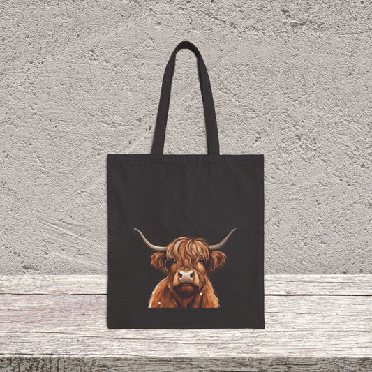 Cotton Canvas Tote Bag " Highland Cow "