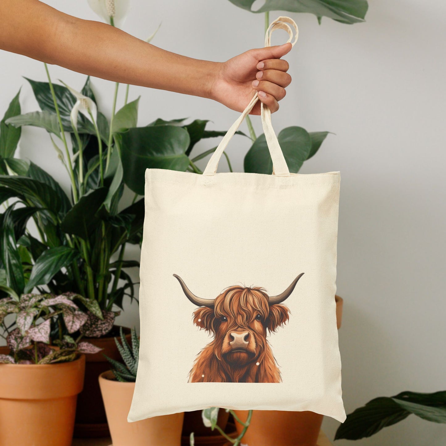 Cotton Canvas Tote Bag " Highland Cow "
