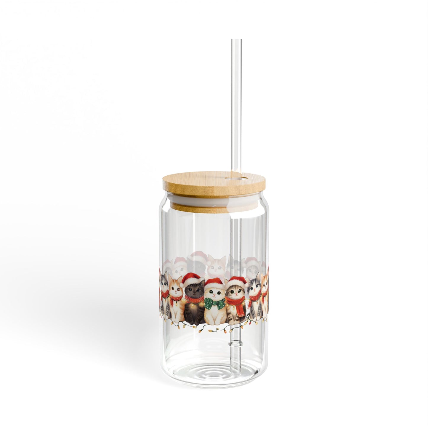 Cat Christmas Glass
